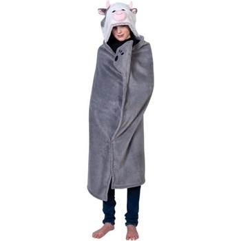Cozy Noxxiez Husky hrejivá deka s kapucňou so zvieratkom a labkovými vreckami