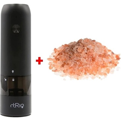 dRio Aku Elektrický mlynček na soľ a čierne korenie čierný