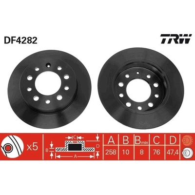 Brzdový kotúč TRW DF4282