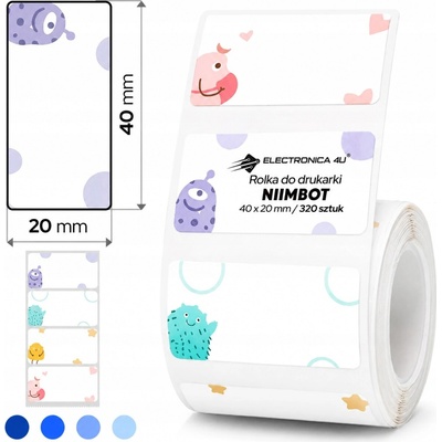Etikety samolepky pro tiskárnu Niimbot B1 B21 B3S B31 monster stworek 40x20