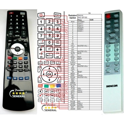 GENERAL SENCOR SHC-SP110, SHC-SP160, SHC-SP170 - съвместимо дистанционно управление на марката General (SHC-SP110, SHC-SP160, SHC-SP170)