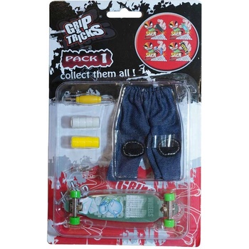 Grip & Tricks Комплект играчка за пръсти long board, тюркоаз, с емоджи (gt-f-lbp-aqua)