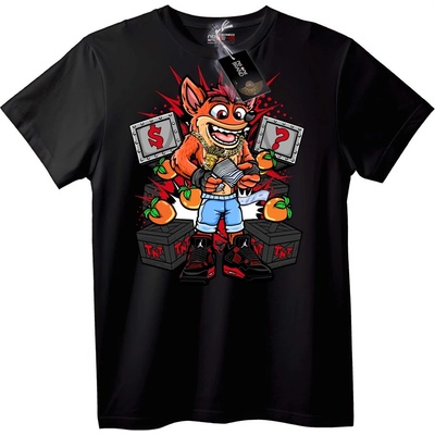 NOONEBRAND Тениска Crash Bandicoot пари и портокали - L, Black