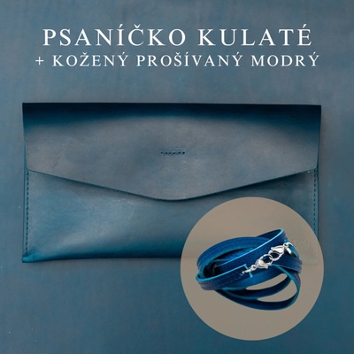 Wood Style Psaníčko Kulaté Modré Kožený prošívaný Modrý