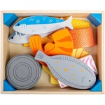 Bigjigs Toys Дървен комплект Bigjigs - Щайга за риба, с аксесоари (BJ475) - baby