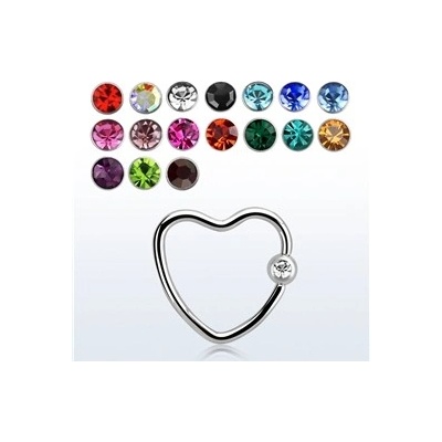 Piercingate piercing kroužek srdíčko PKR00118 černá