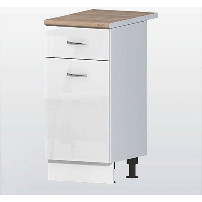 Голд - Аполо Долен кухненски шкаф с 1 чекмедже, 1 врата и рафт Алис b4 40 см бял гланц