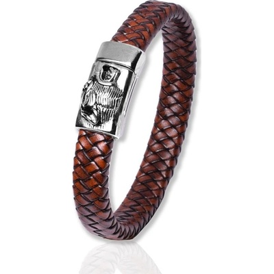 Impress Jewelry pánský splétaný kožený náramek Šakal Hnědý 2304201100441969SH
