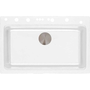 Inter Ceramic Кухненска мивка 8276 WHITE, Inter Ceramic, гранит, едно корито, със сифон, 76x23х48.5см (8276 WHITE) Мивка за вграждане