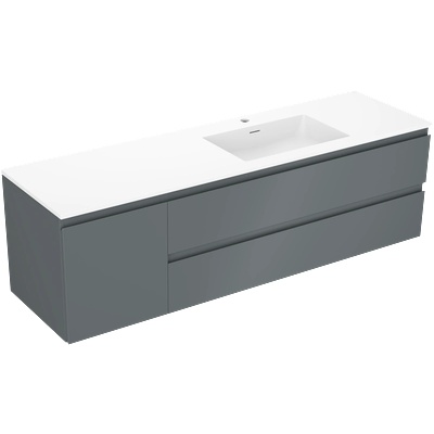 Orio шкаф за баня 160 см с мивка Otis дясна, 2S, 1D, графит мат/бял мат (91A13-16047-3-BBFFF66-W18P01)