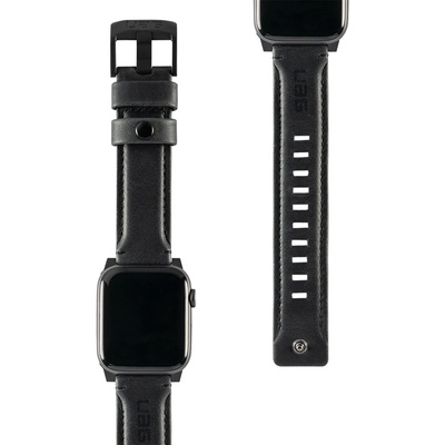 UAG Кожена (естествена кожа) каишка за Apple Watch 42мм, 44мм, 45мм - Urban Armor Gear Leather Strap (черен) (19148B114040)