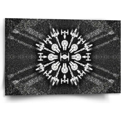 Sablio Obraz Star Wars Vesmírné lodě na šedém abstraktu - 120x80 cm