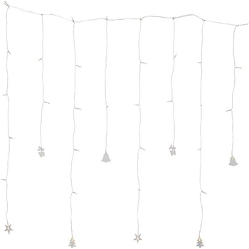 Star trading LED-Lichtervorhang Decy 8 Stränge20-teilig je 2x Stern Hirsch Baum und Glocke warmwhite LED