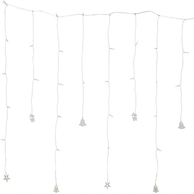 Star trading LED-Lichtervorhang Decy 8 Stränge20-teilig je 2x Stern Hirsch Baum und Glocke warmwhite LED