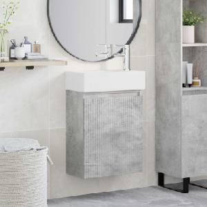 vidaXL Мивка за баня със смесител Бетонно сиво 45, 5 x 22, 5 x 84 см (889454)