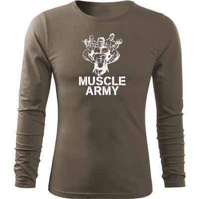 DRAGOWA FIT-T Тениска с дълъг ръкав Muscle Army Team, маслиненозелена, 160 г/м2 (5652)