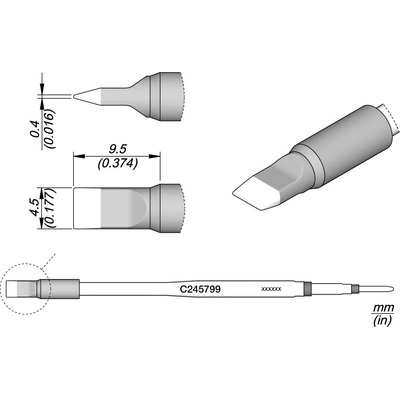 JBC C245799 – pájecí hrot, čepel 4,5 mm