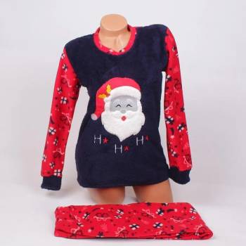 Image 1 of Поларена пижама в червено и тъмносиньо с Дядо Коледа
