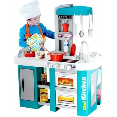 iMex Toys Velká dětská kuchyňka s tekoucí vodou a lednicí tyrkysová