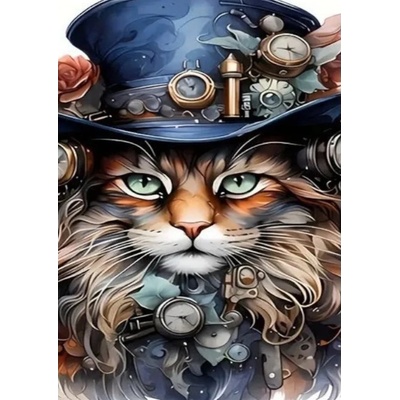 Norimpex - Puzzle Diamant painting: Steampunk cat 30x40cm - 1 - 39 piese