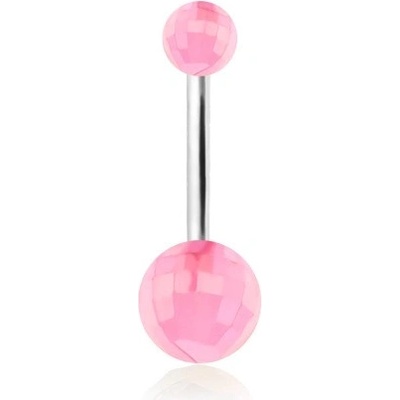 Šperky eshop piercing do břicha světle růžové akrylové disko koule PC01.06
