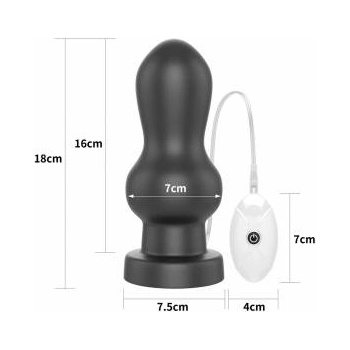 Lovetoy Black Rubber Anal Plug With Three Vibration