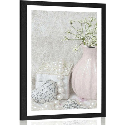 Plakát s paspartou luxusní Shabby Chic zátiší - 40x60 silver