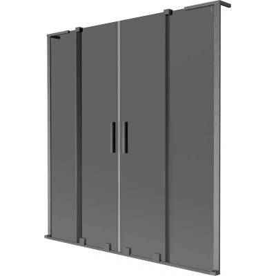 Mexen Velar L Двойно плъзгащ параван за вана, 2-крило, 150 x 150 см, графит, четкан (896-150-003-42-66)
