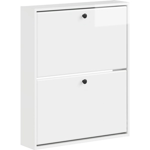 vidaXL Стенно шкафче за обувки BREDA 71 x 17 x 86 см Бял гланц (897519)