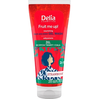 Delia Fruit Me Up! výživný čistiaci gél na tvár a telo s jahodami, 200 ml