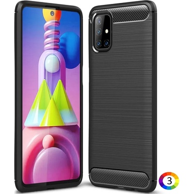 Samsung Galaxy M51 Удароустойчив Carbon Fiber Калъф и Протектор