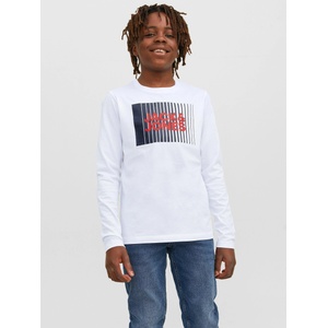 Jack and Jones Юношеска тениска Jack and Jones Kids Junior&Junior Logo Long-Sleeve Regular Fit T-Shirt - White