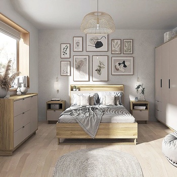 ЕВРОМАР Спален комплект DALVA - дъб маувела/кашмир (dalva/spalen-komplekt/EVR)