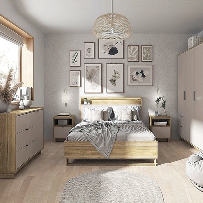 ЕВРОМАР Спален комплект DALVA - дъб маувела/кашмир (dalva/spalen-komplekt/EVR)