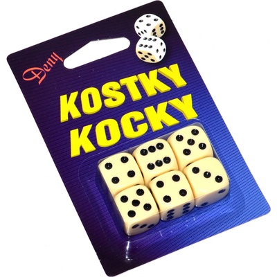 Hrací kostky bílé 6 ks kelímek v krabičce Rappa – Sleviste.cz