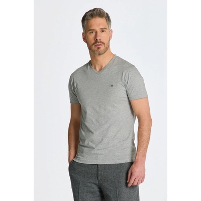 Gant tričko Slim Shield V-Neck šedé