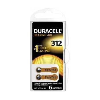 Duracell Батерия цинково въздушна duracell za312, 6 бр. бутонни за слухов апарат в блистер, dur-bz-za312