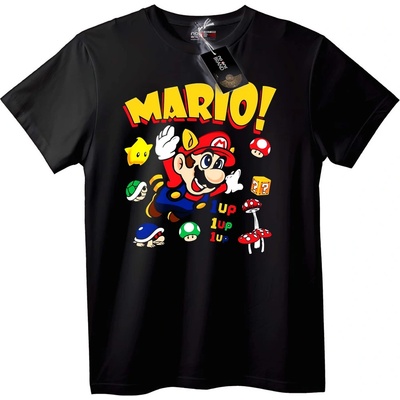 NOONEBRAND Тениска Mario Супер Сила - 2XL, Black