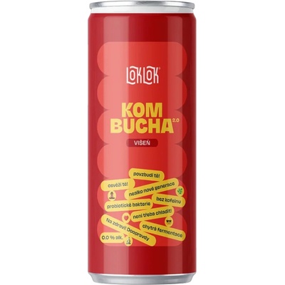 LokLok Kombucha Višeň plechovka 330 ml