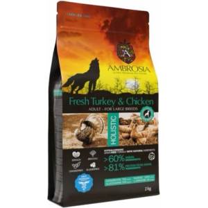 AMBROSIA HOLISTIC Large adult Fresh Turkey Chicken - холистична храна за пораснали кучета от големите породи, с прясна пуйка и пиле - 12 кг, Франция
