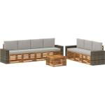 vidaXL Комплекти дивани 8 бр. Натурално и светлосиво (3384127)
