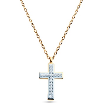 SAVICKI Колие с кръстче Savicki: двуцветно злато, диаманти