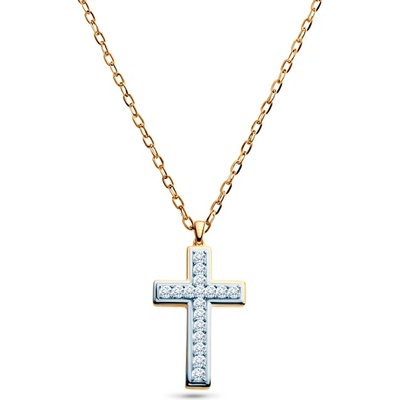 SAVICKI Колие с кръстче Savicki: двуцветно злато, диаманти