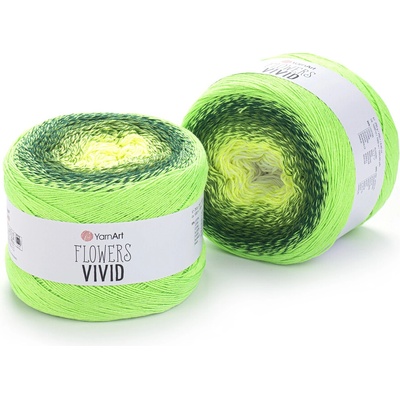 Yarn Art Flowers Vivid 508 žlutá, tmavě zelené, neonově zelená