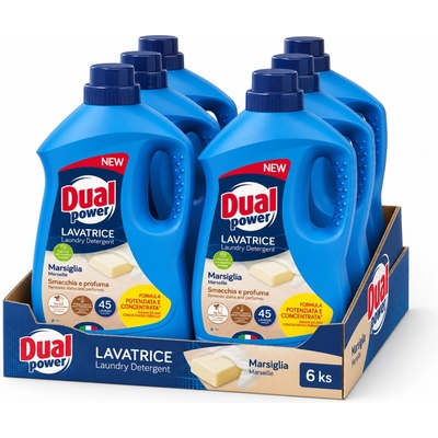 Dual Power prací gel s marseilským mýdlem 6 x 1,8 l 45 PD