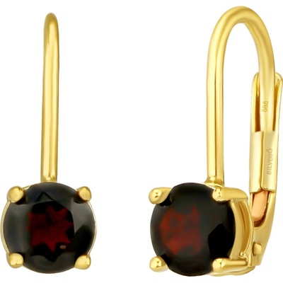 SILVEGO Zlaté náušnice Dallin ze žlutého zlata s přírodními granáty SILVEGOB380243EGYGA