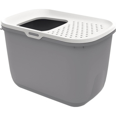 SAVIC HOP IN - Закрита котешка тоалетна с капак и вход отгоре, антрацит, 58.5 х 39 х 39.5 см