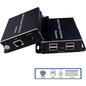 Estillo USB Extender (усилвател) ESTILLO ASKHU04-USB 1x4, усилва USB сигнал до 100 м по UTP кабел CAT5e/6 (EST-USB-EXTENDER-1-4)