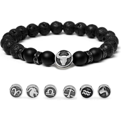 Daniel Dawson náramek znamení zvěrokruhu Zodiac lávový kámen achát NR2258-2/18 Býk 21.4. 21.5.