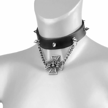 Image 1 of Leather & steel fashion Колие/чокър Skull Cross - LSF9 63